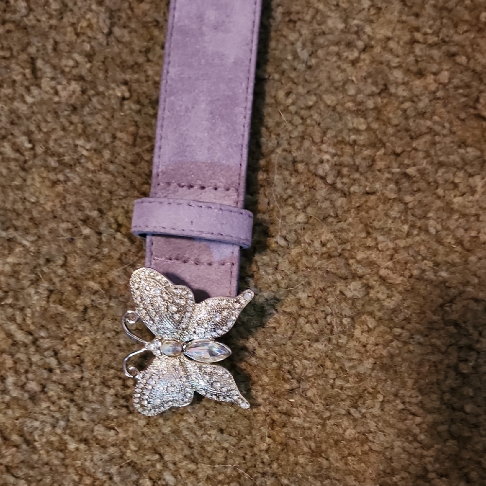 No Boundaries Lavender Belt with Silver Butterfly